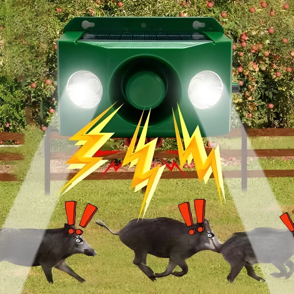 Solar-Powered Animal Repellent with Motion-Activated Warning Light System - Eco-Friendly Pest Control Solution