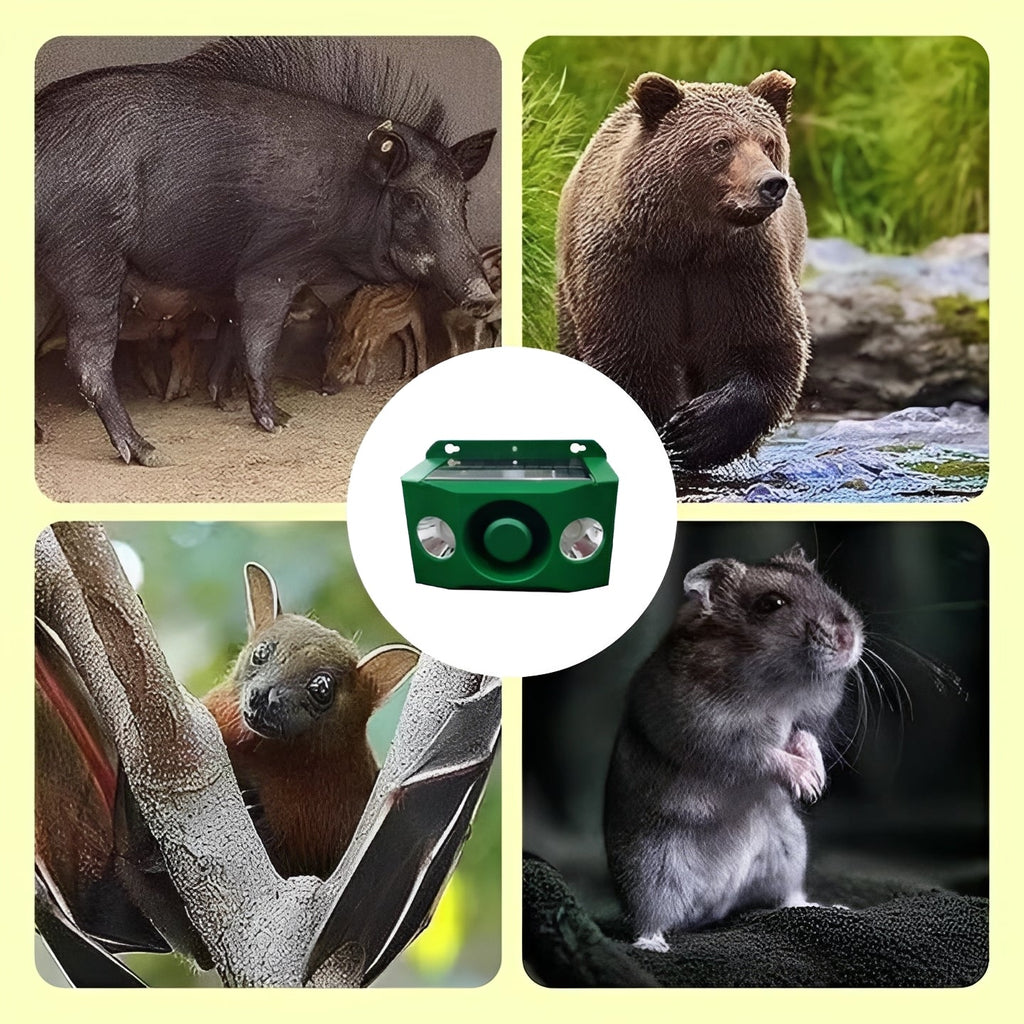 Solar-Powered Animal Repellent with Motion-Activated Warning Light System - Eco-Friendly Pest Control Solution