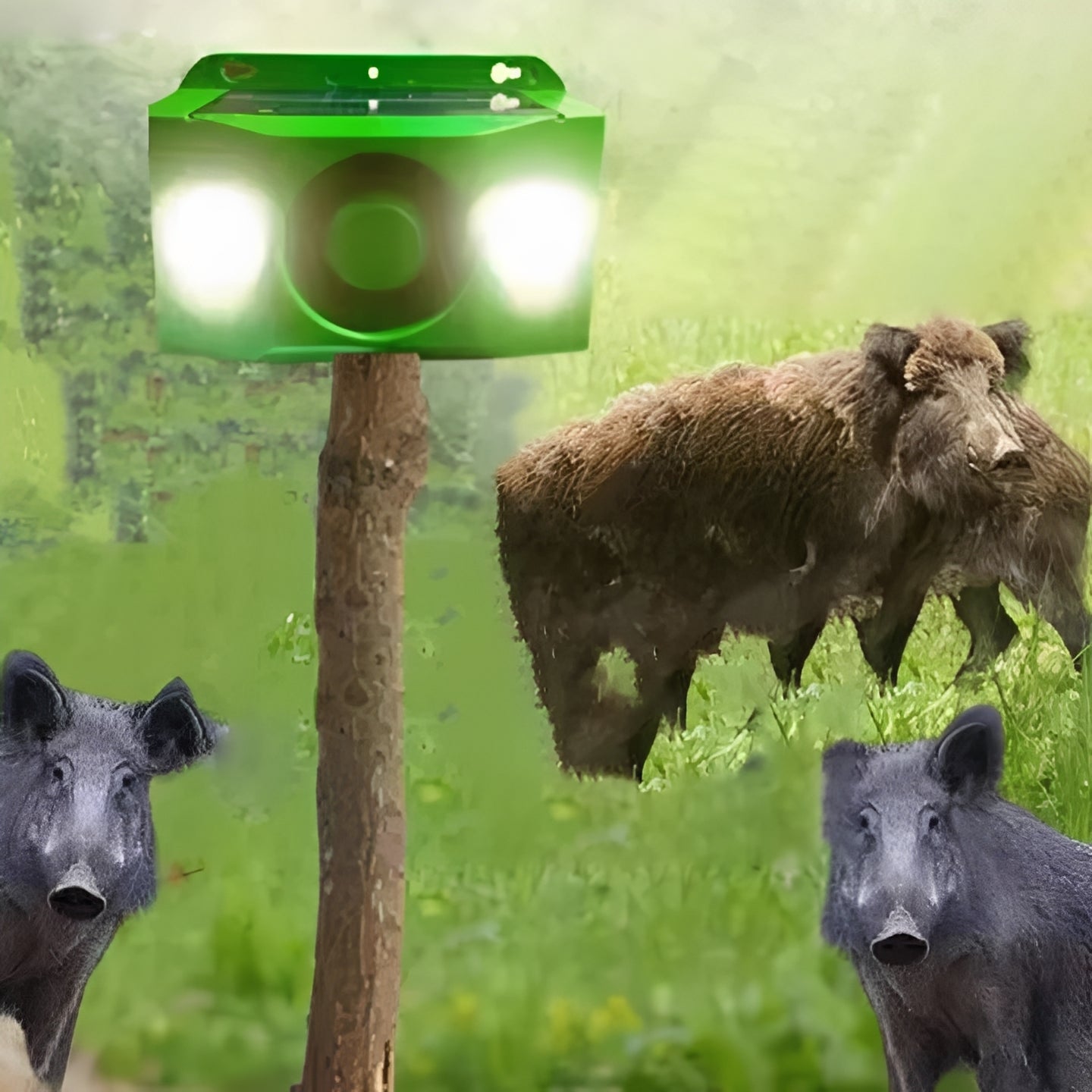 Solar-Powered Animal Repellent with Motion-Activated Warning Light System - Eco-Friendly Pest Control Solution