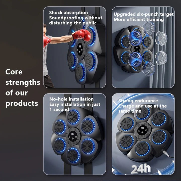 Wall-Mounted USB Rechargeable Music Boxing Target - Interactive Punching Bag with Sound Effects for Home Fitness & Fun