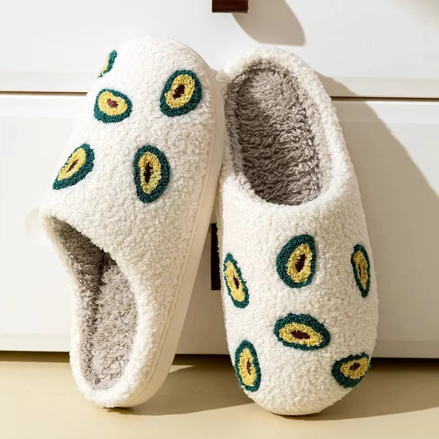 Fruit Pattern Cotton Slippers with Non-Slip Sole - Cozy Indoor Footwear for Ultimate Comfort