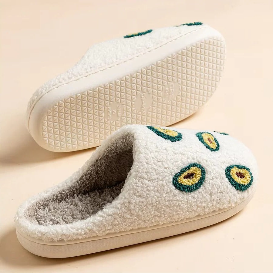 Fruit Pattern Cotton Slippers with Non-Slip Sole - Cozy Indoor Footwear for Ultimate Comfort
