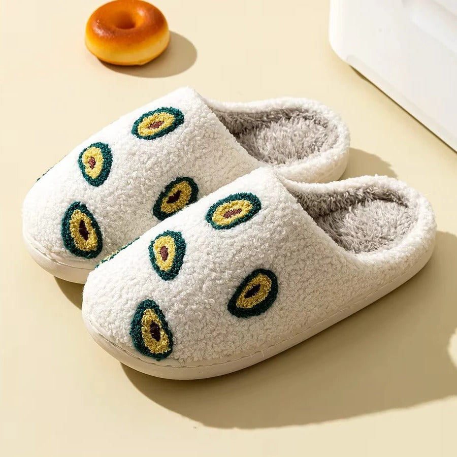 Fruit Pattern Cotton Slippers with Non-Slip Sole - Cozy Indoor Footwear for Ultimate Comfort