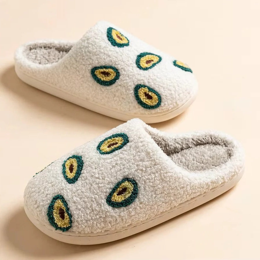 Fruit Pattern Cotton Slippers with Non-Slip Sole - Cozy Indoor Footwear for Ultimate Comfort