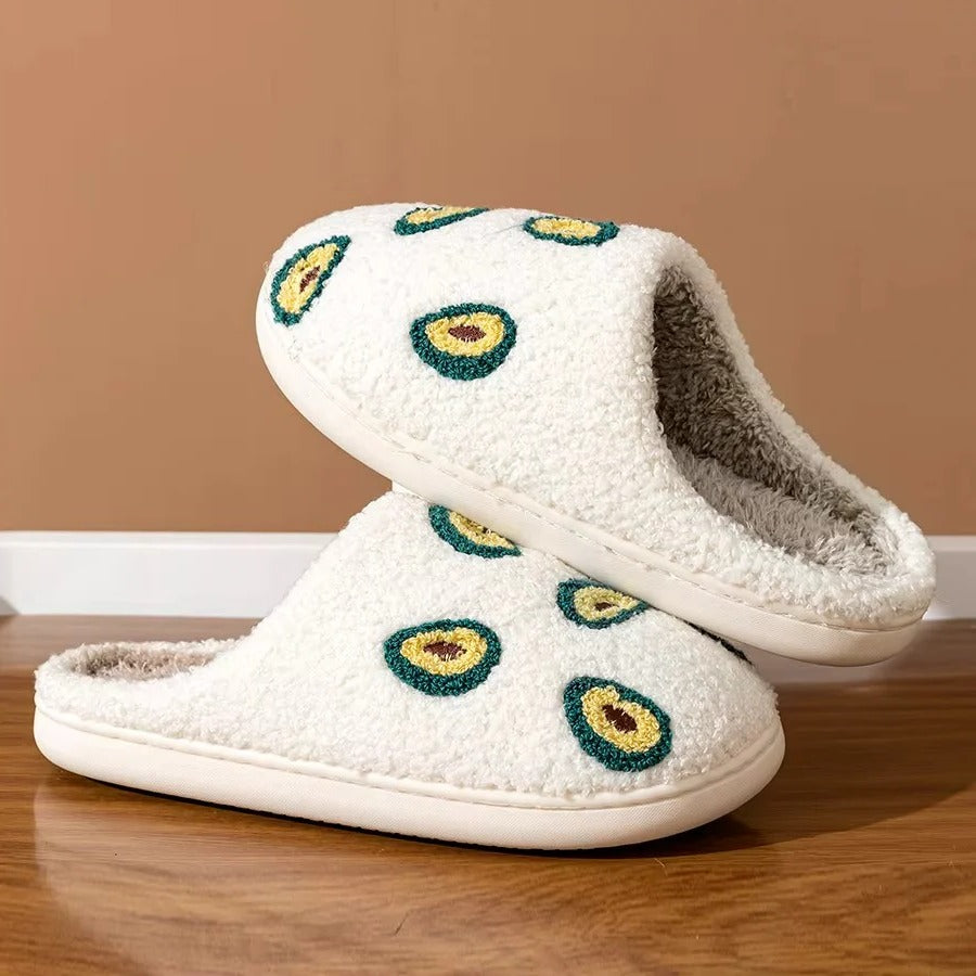 Fruit Pattern Cotton Slippers with Non-Slip Sole - Cozy Indoor Footwear for Ultimate Comfort