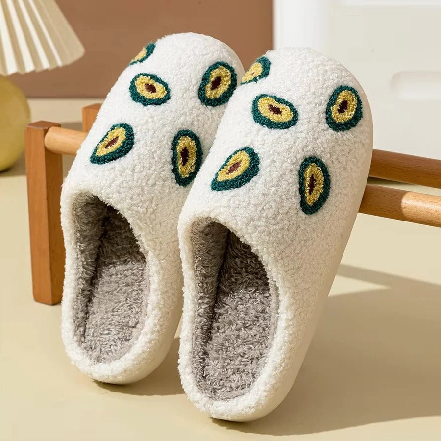 Fruit Pattern Cotton Slippers with Non-Slip Sole - Cozy Indoor Footwear for Ultimate Comfort