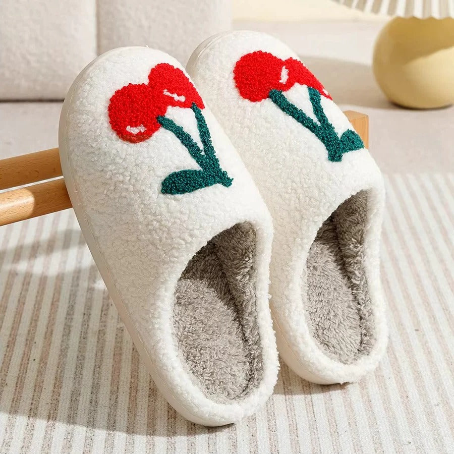 Fruit Pattern Cotton Slippers with Non-Slip Sole - Cozy Indoor Footwear for Ultimate Comfort