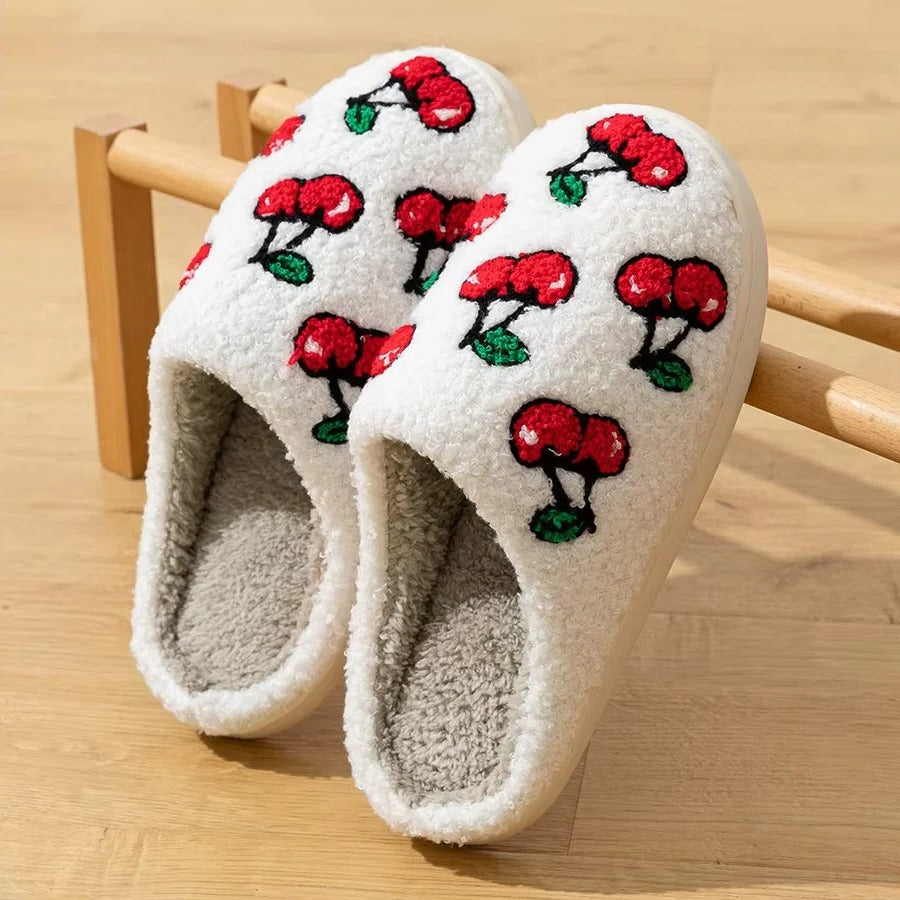 Fruit Pattern Cotton Slippers with Non-Slip Sole - Cozy Indoor Footwear for Ultimate Comfort