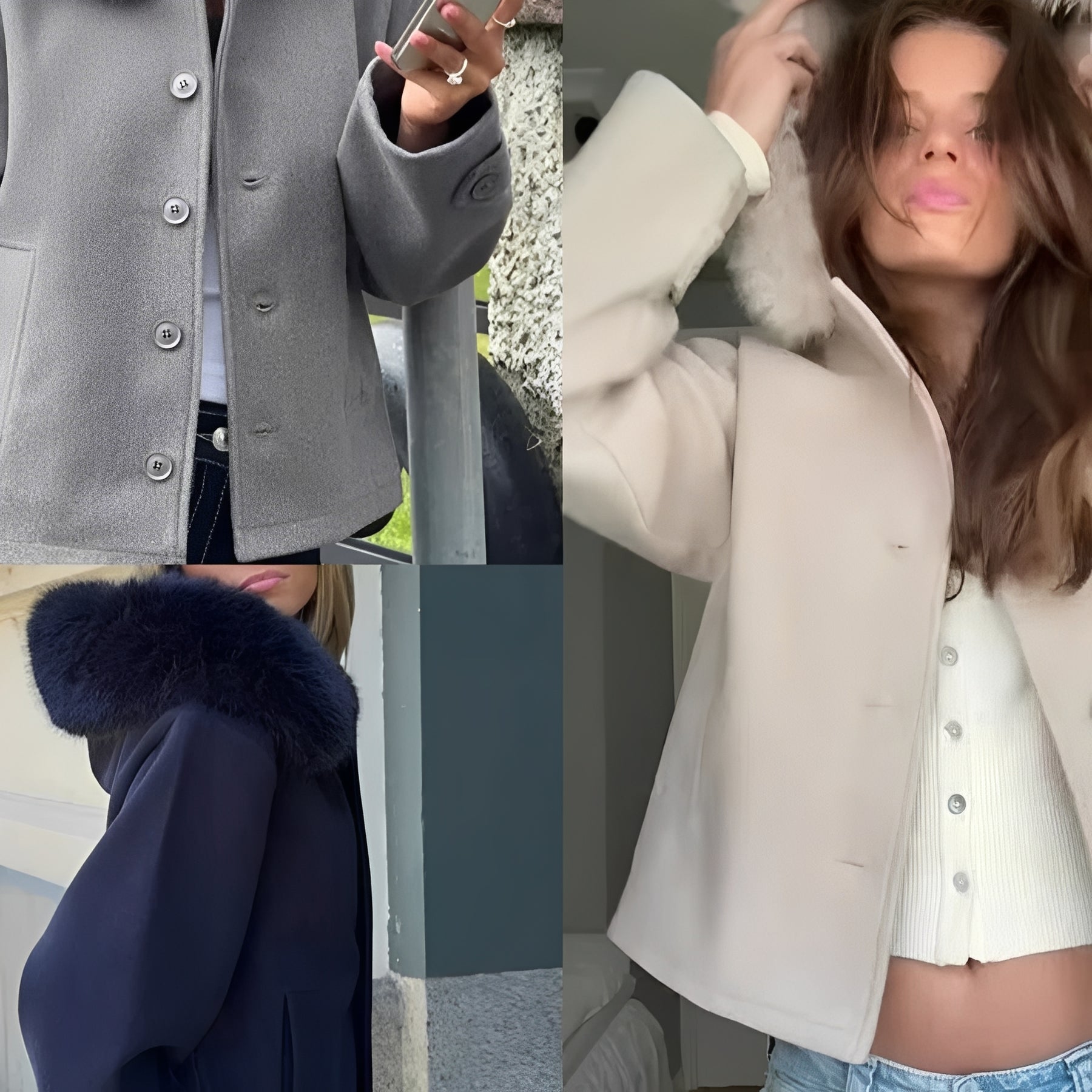 Women's Wool Blend Coat with Removable Fur Collar & Stylish Button Closure - Elegant Winter Outerwear