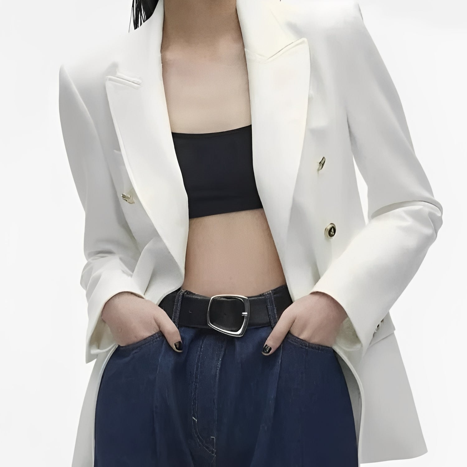 Women's Long Sleeve V-Neck Blazer with Button Front - Stylish & Versatile Jacket for Work & Casual Wear