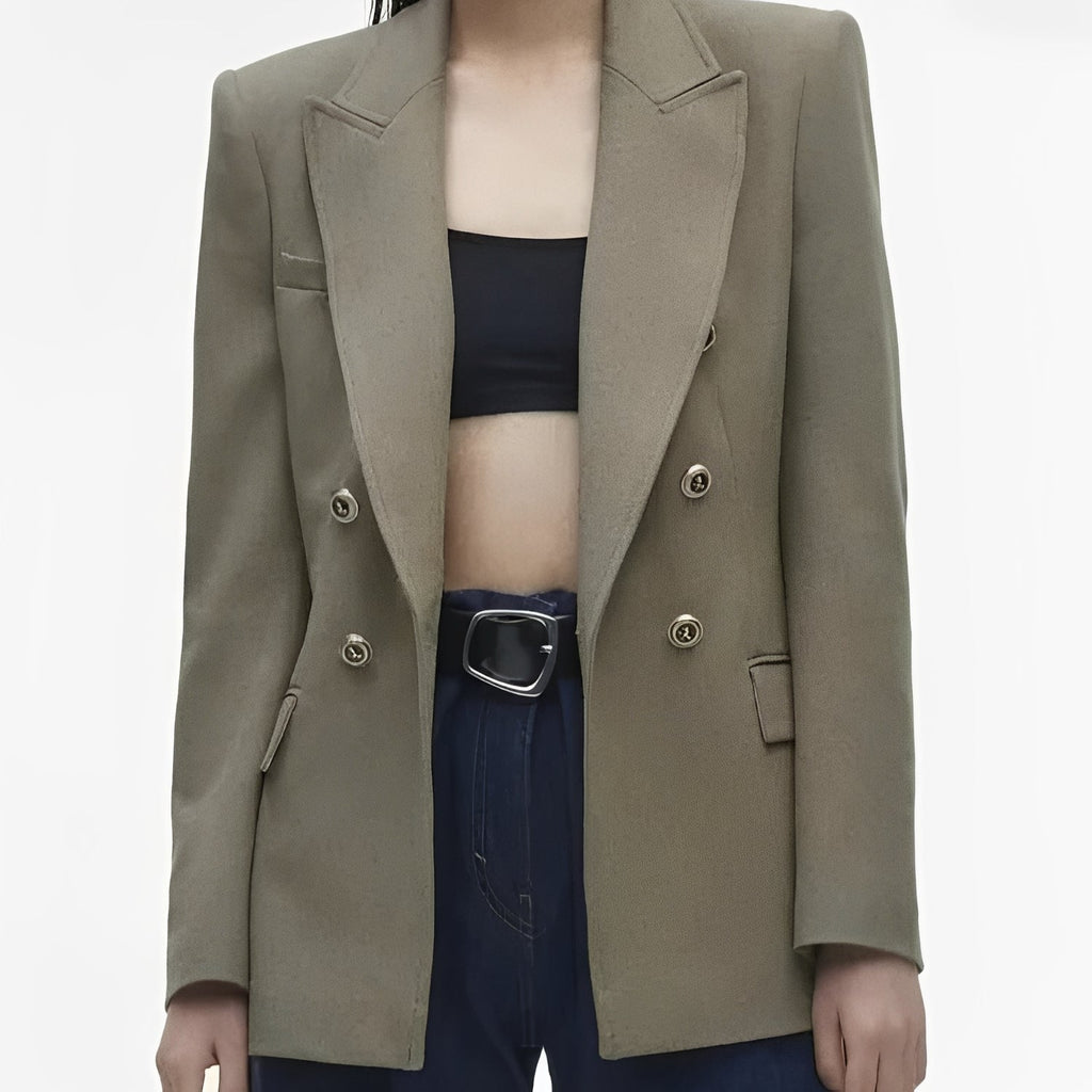 Women's Long Sleeve V-Neck Blazer with Button Front - Stylish & Versatile Jacket for Work & Casual Wear