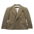 Women's Long Sleeve V-Neck Blazer with Button Front - Stylish & Versatile Jacket for Work & Casual Wear