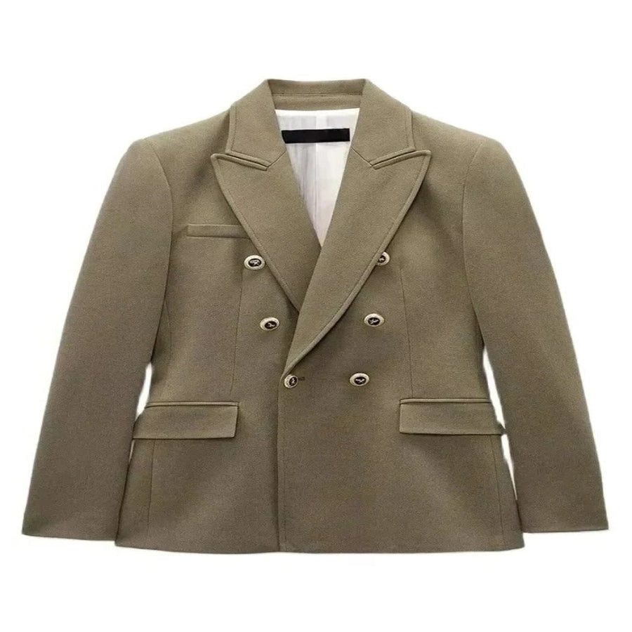 Women's Long Sleeve V-Neck Blazer with Button Front - Stylish & Versatile Jacket for Work & Casual Wear