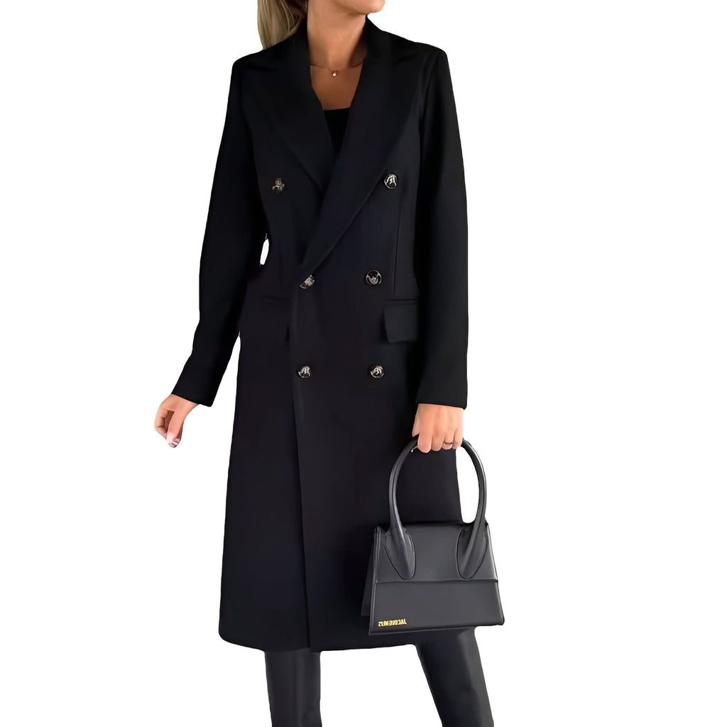 Women's Slim Fit Double Breasted Winter Coat - Stylish & Warm Outerwear for Cold Weather