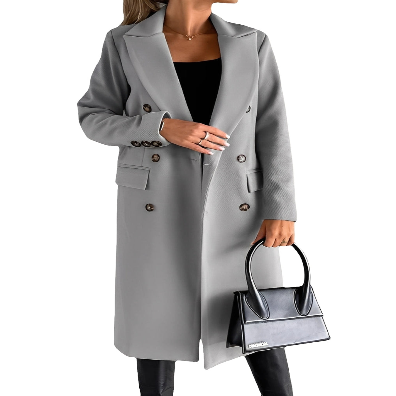 Women's Slim Fit Double Breasted Winter Coat - Stylish & Warm Outerwear for Cold Weather