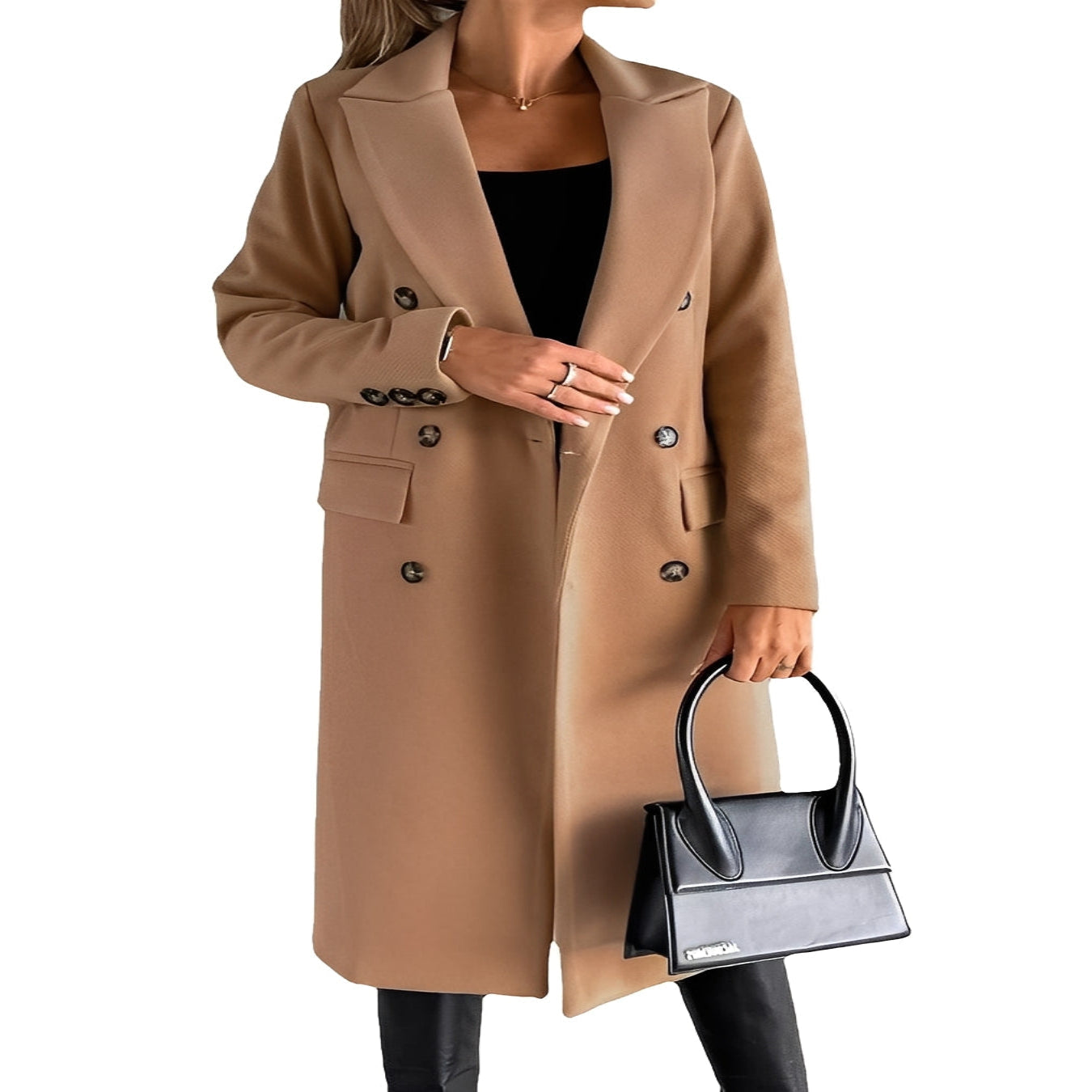 Women's Slim Fit Double Breasted Winter Coat - Stylish & Warm Outerwear for Cold Weather