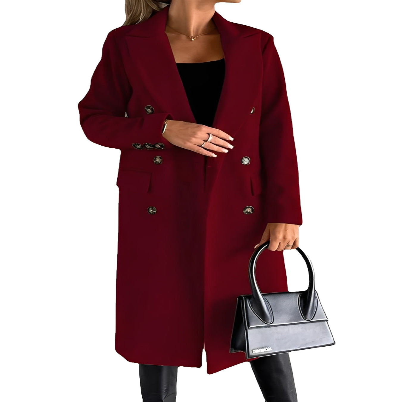 Women's Slim Fit Double Breasted Winter Coat - Stylish & Warm Outerwear for Cold Weather