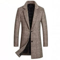 Men's Plaid Wool Coat with Cotton Padding & Stylish Lapel Collar - Warm Winter Outerwear
