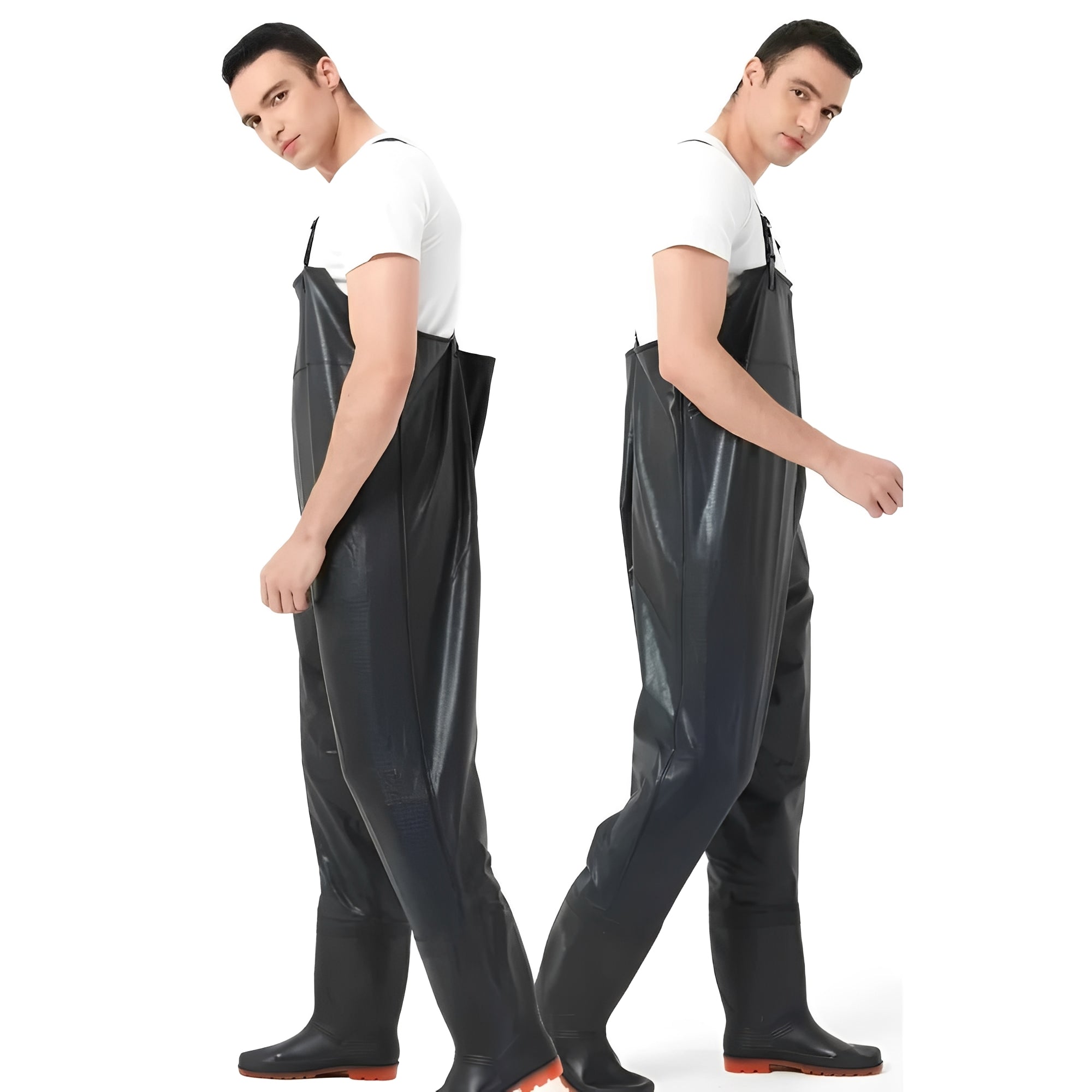 Premium Water Resistant PVC Chest Waders with Adjustable Straps & Non-Slip Traction Boots for Fishing & Outdoor Activities