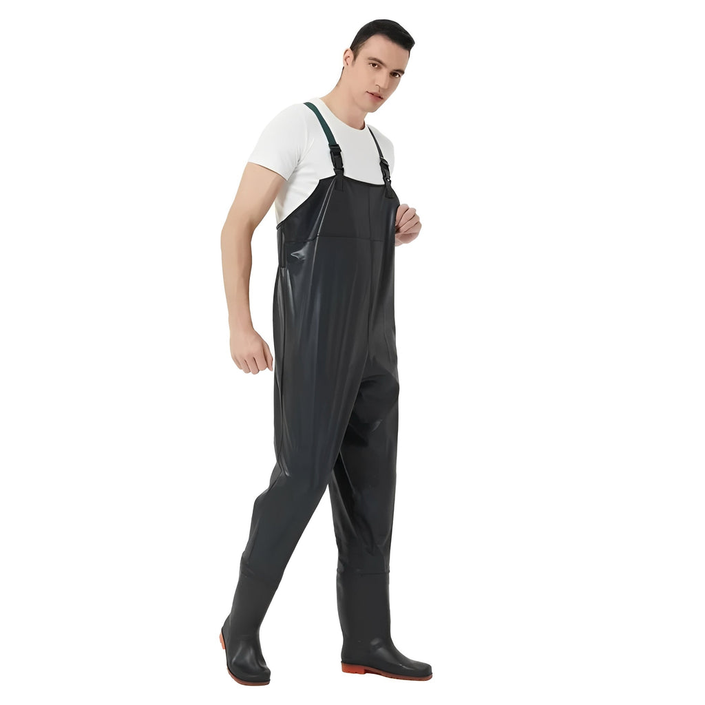 Premium Water Resistant PVC Chest Waders with Adjustable Straps & Non-Slip Traction Boots for Fishing & Outdoor Activities