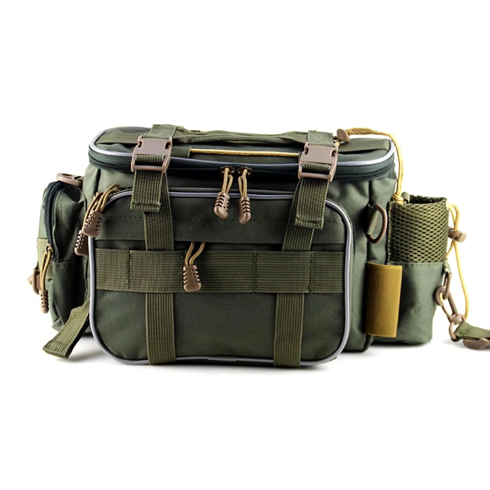 Multi-Compartment Fishing Gear Storage Bag with Adjustable Shoulder Strap - Durable & Versatile Organizer for Tackle, Rods, and Accessories