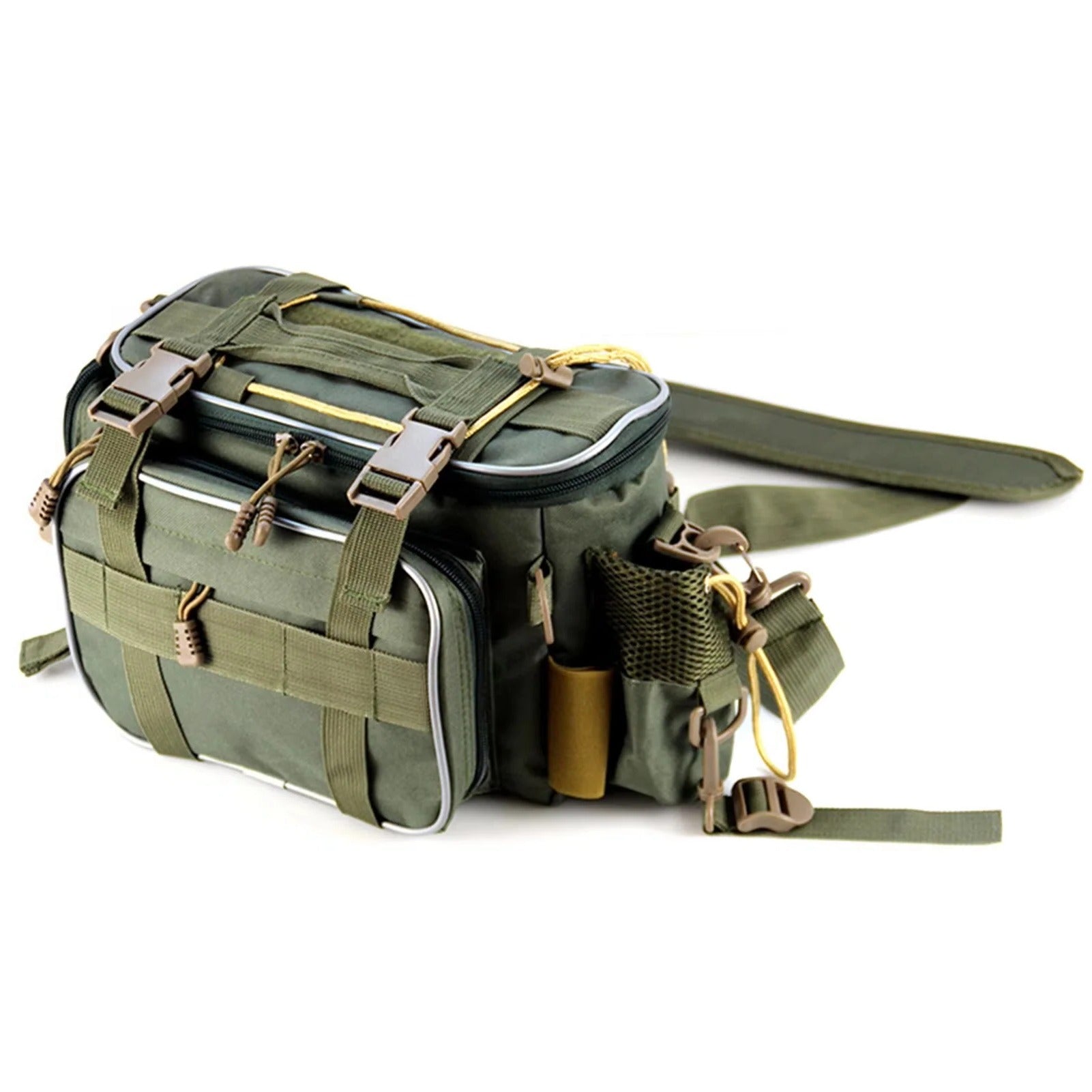 Multi-Compartment Fishing Gear Storage Bag with Adjustable Shoulder Strap - Durable & Versatile Organizer for Tackle, Rods, and Accessories