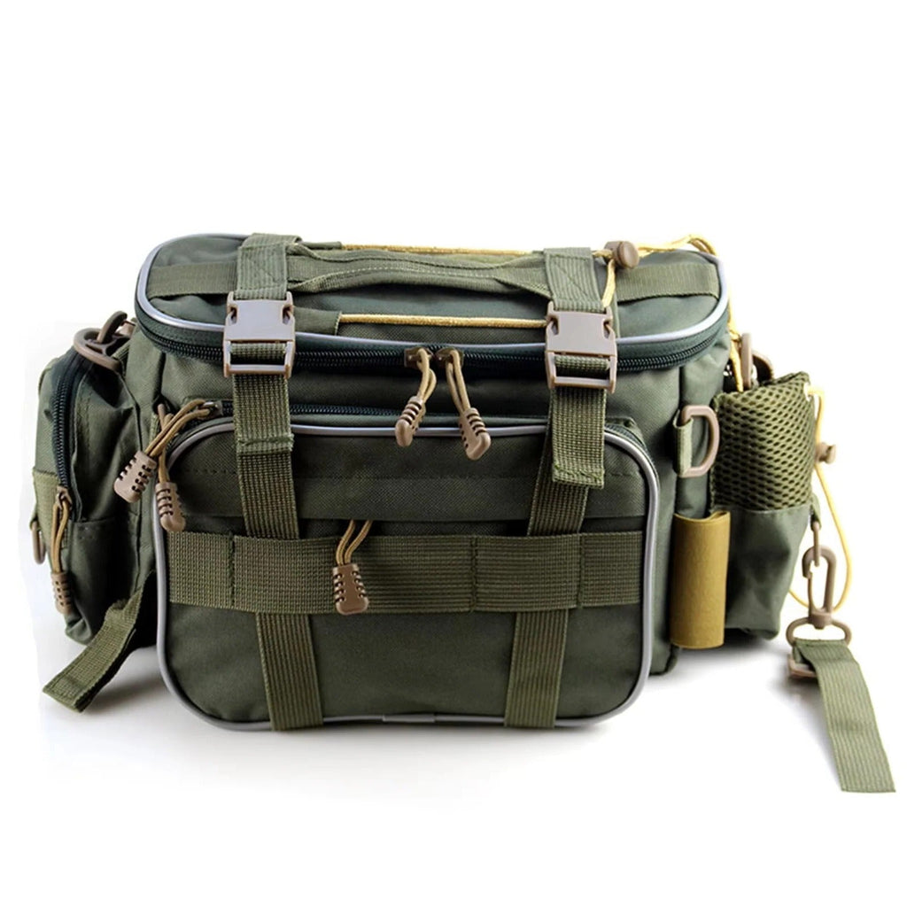 Multi-Compartment Fishing Gear Storage Bag with Adjustable Shoulder Strap - Durable & Versatile Organizer for Tackle, Rods, and Accessories