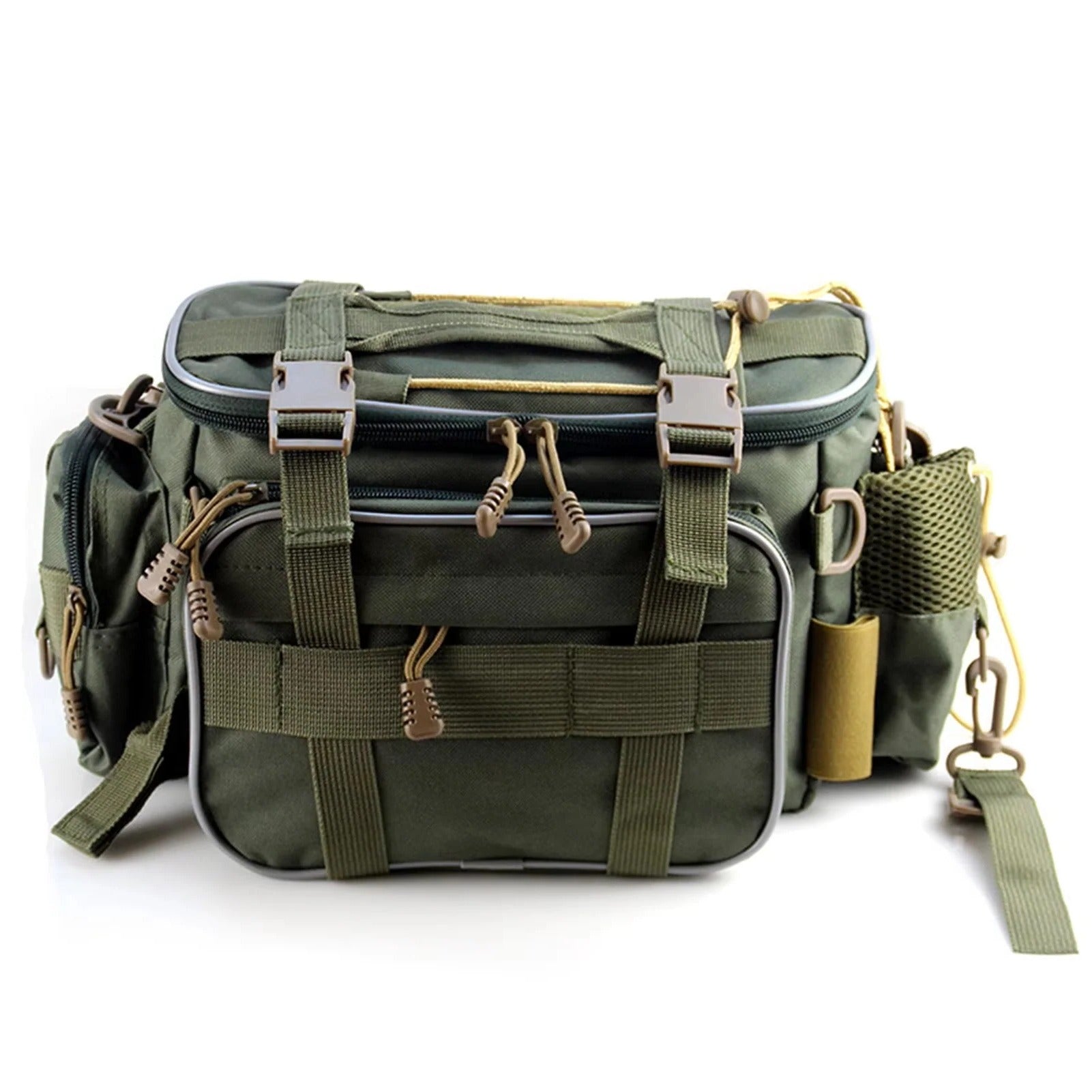 Multi-Compartment Fishing Gear Storage Bag with Adjustable Shoulder Strap - Durable & Versatile Organizer for Tackle, Rods, and Accessories