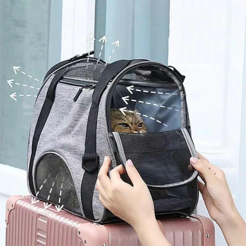 Lightweight Breathable Mesh Pet Carrier Bag for Small Dogs & Cats - Comfortable Travel Solution
