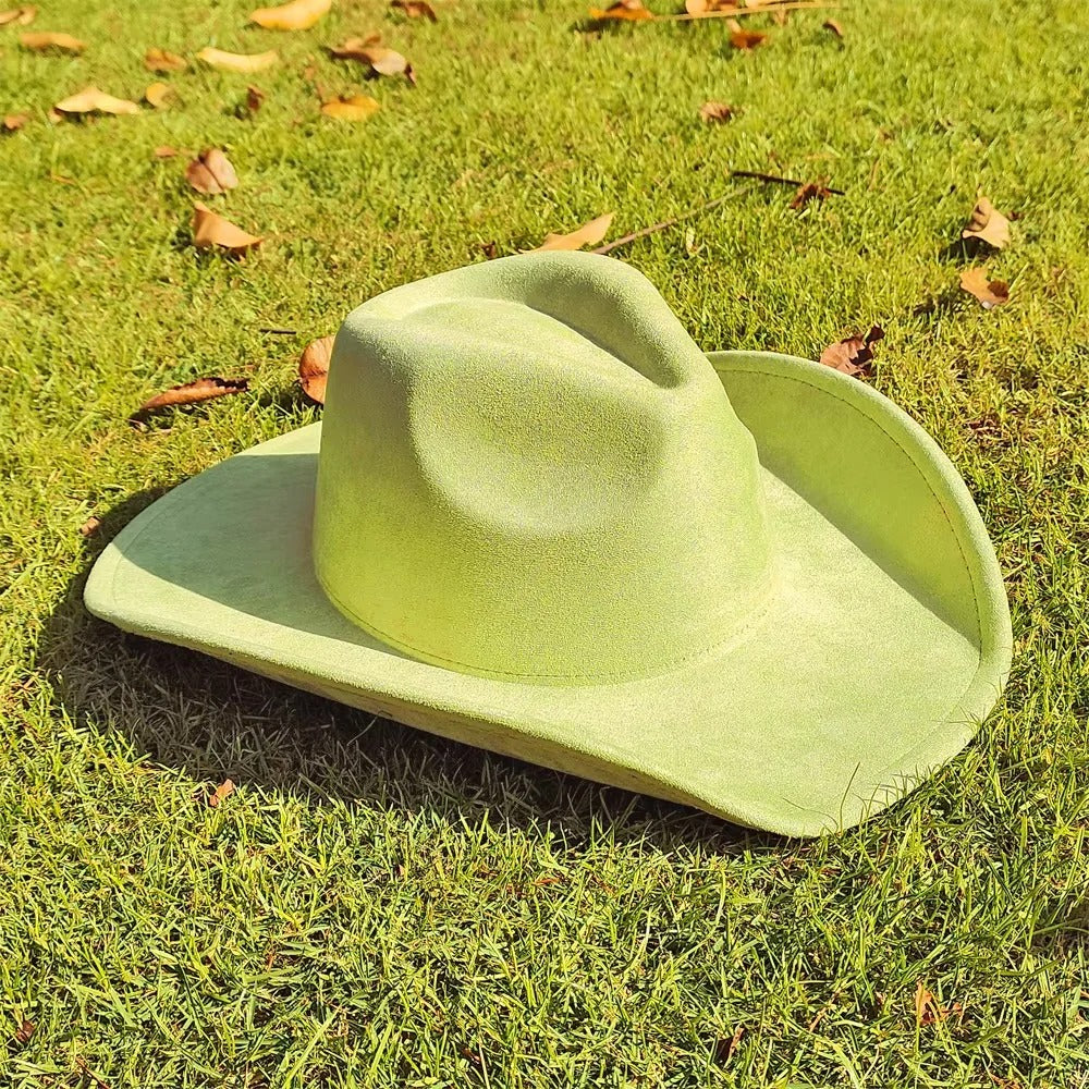 Unisex Wide Brim Suede Western Cowboy Hat - Stylish & Durable Outdoor Headwear
