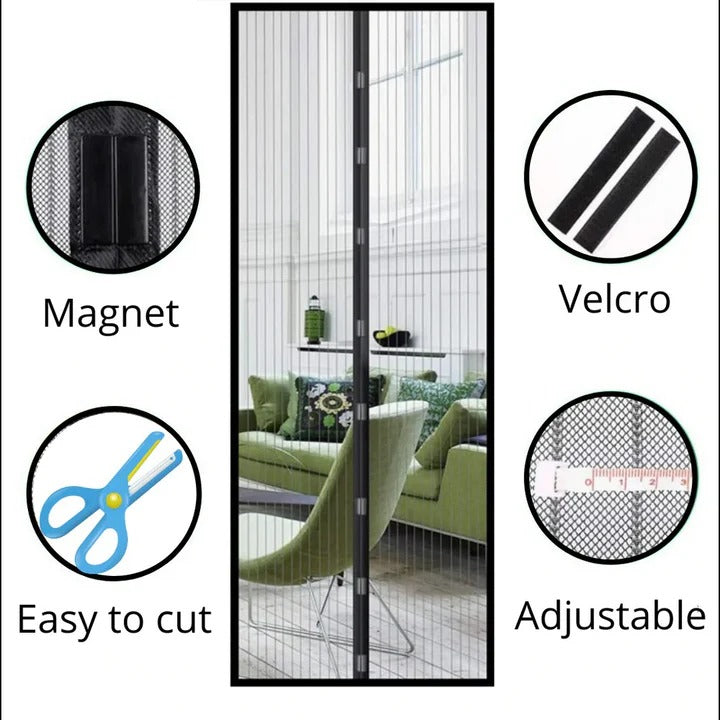 Self-Closing Magnetic Mesh Screen Door - Easy Install, Insect-Proof, Durable & Adjustable Fit