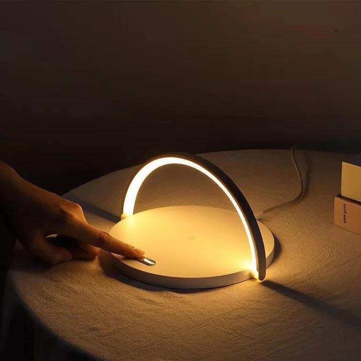Smart Wireless Charging Table Lamp with Built-in Phone Charging Pad - Touch Control & LED Light