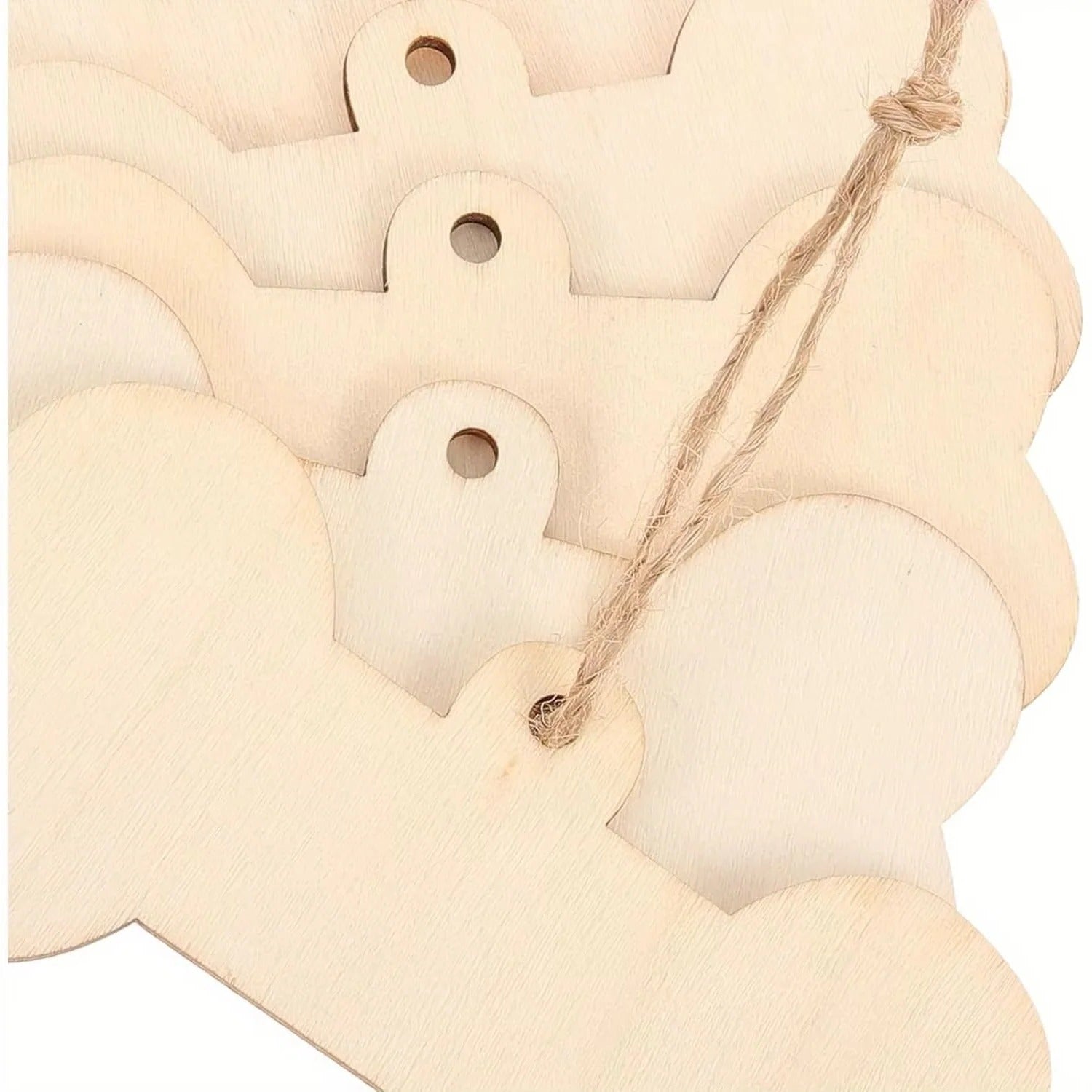 Wooden Dog Bone Craft Tags Set with Twine - Perfect for Pet Projects & Customization