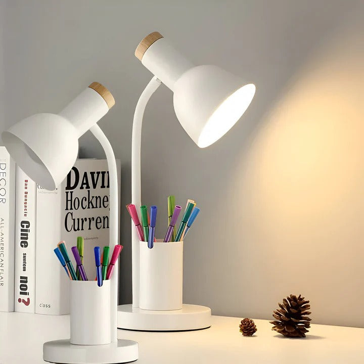 Nordic LED Table Lamp with Built-in Pen Holder - Stylish & Functional Desk Lighting