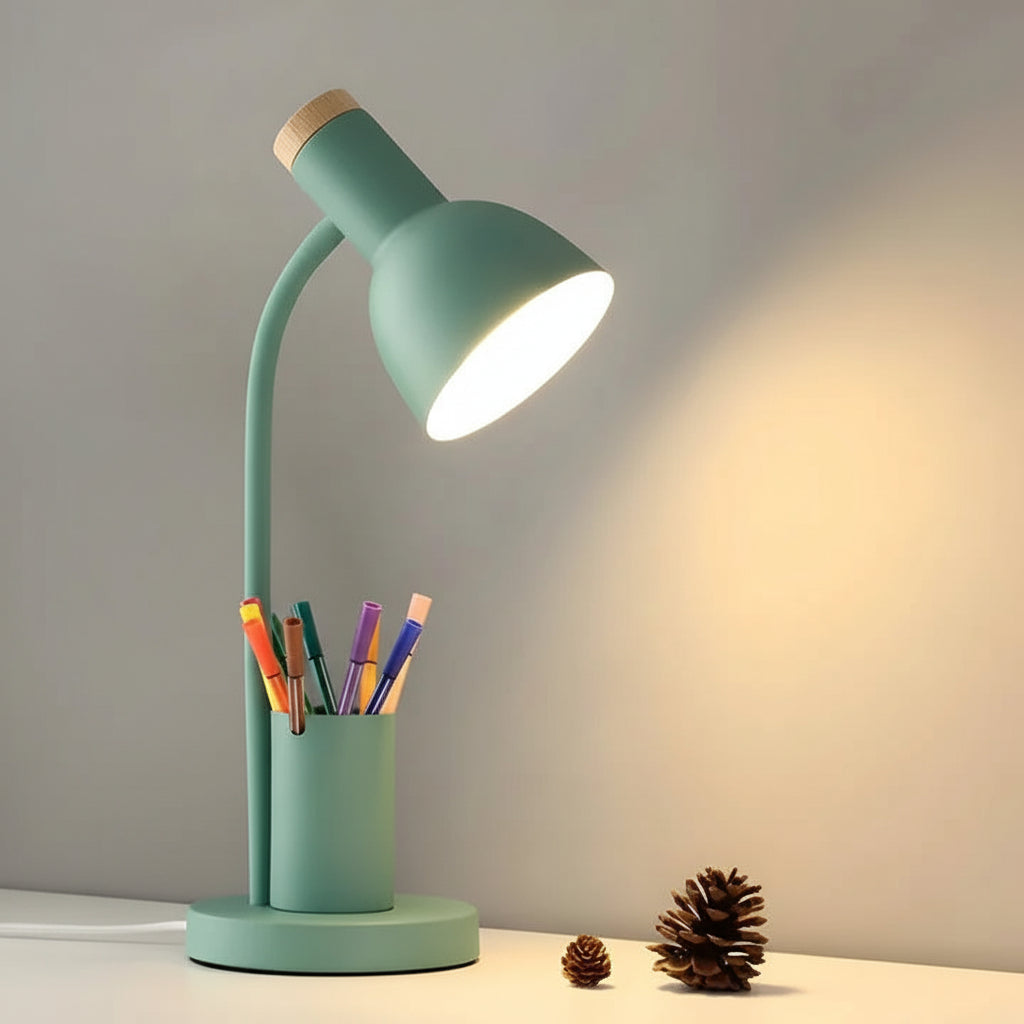 Nordic LED Table Lamp with Built-in Pen Holder - Stylish & Functional Desk Lighting