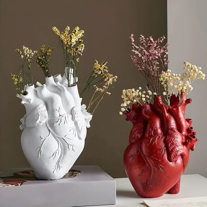 Heart-Shaped Bamboo & Wood Decorative Vase - Eco-Friendly Home Accent for Stylish Displays