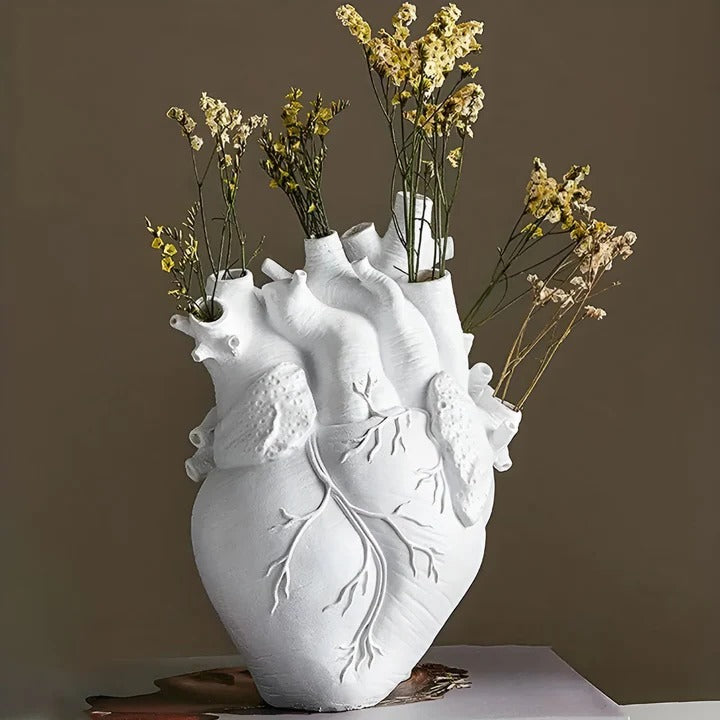 Heart-Shaped Bamboo & Wood Decorative Vase - Eco-Friendly Home Accent for Stylish Displays