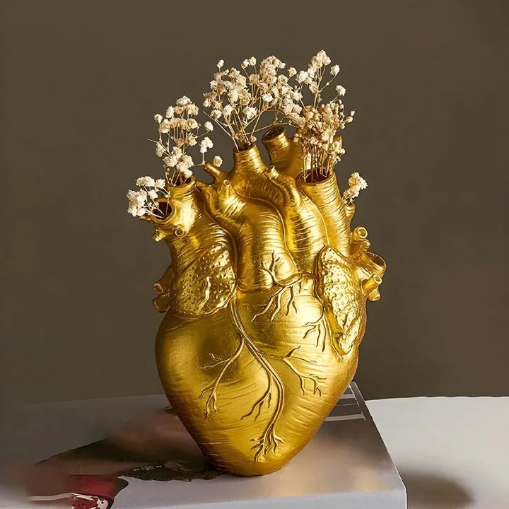 Heart-Shaped Bamboo & Wood Decorative Vase - Eco-Friendly Home Accent for Stylish Displays