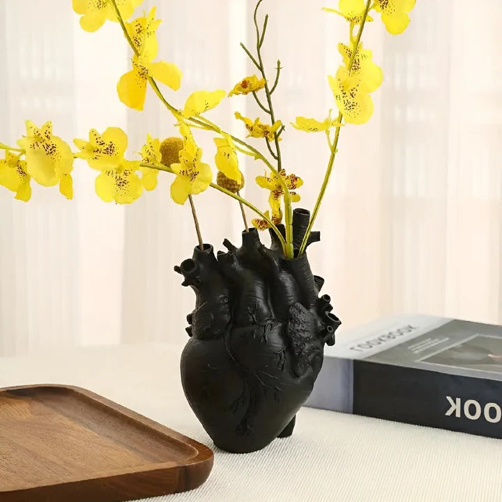 Heart-Shaped Bamboo & Wood Decorative Vase - Eco-Friendly Home Accent for Stylish Displays