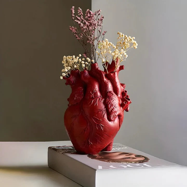 Heart-Shaped Bamboo & Wood Decorative Vase - Eco-Friendly Home Accent for Stylish Displays
