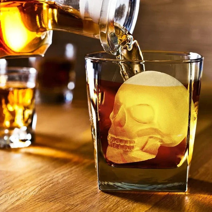 Skull Ice Cube Tray - Silicone Mold with 10 Cavities for Themed Drinks & Halloween Parties