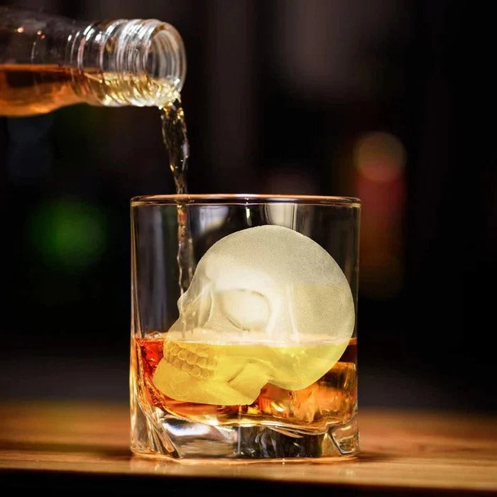 Skull Ice Cube Tray - Silicone Mold with 10 Cavities for Themed Drinks & Halloween Parties