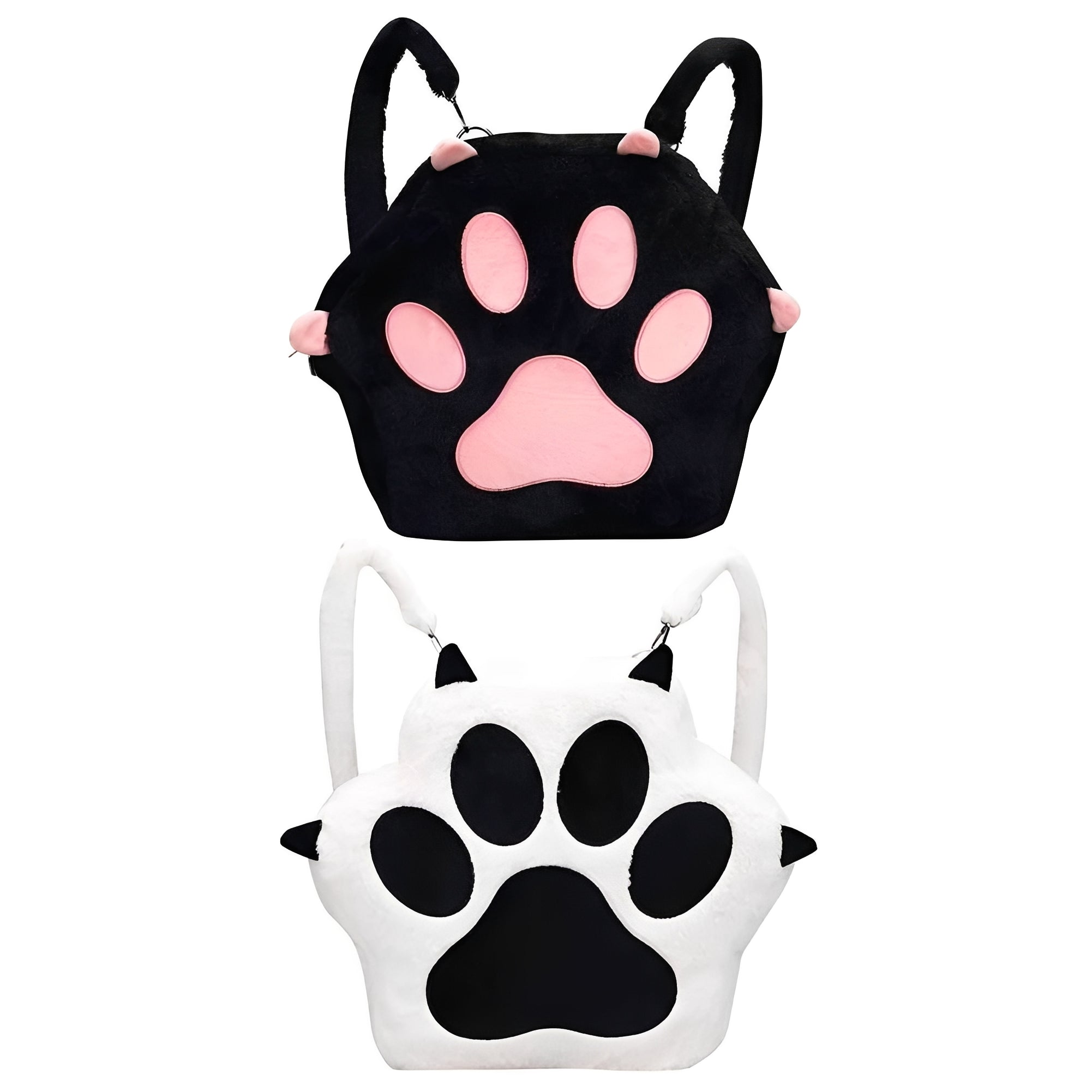 Cat Paw Plush Backpack Purse for Women - Adjustable Straps, Cute & Cozy Design