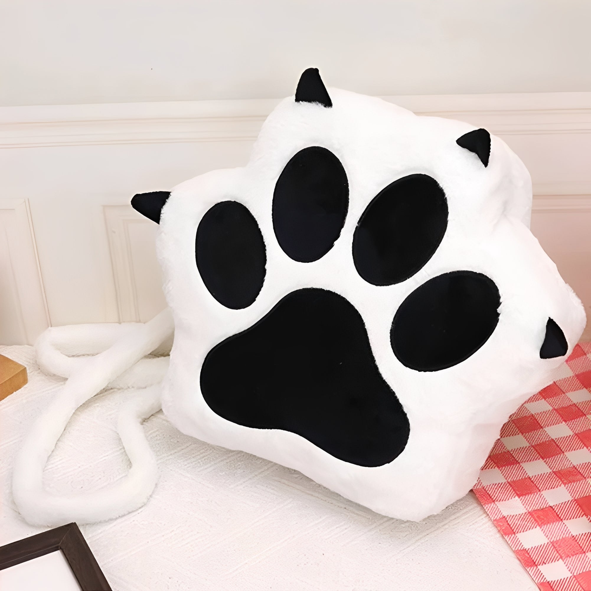 Cat Paw Plush Backpack Purse for Women - Adjustable Straps, Cute & Cozy Design