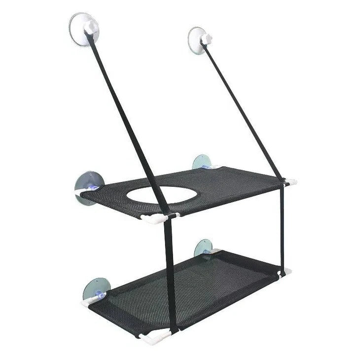 Deluxe Cat Window Perch Hammock with Strong Suction Mount - Comfortable & Space-Saving Cat Bed for Sunbathing & Relaxation
