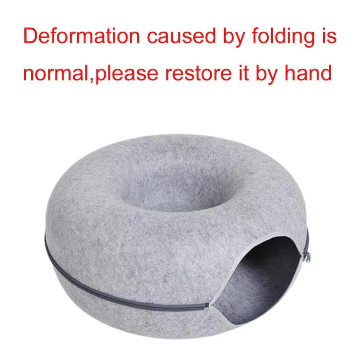 Cozy Round Donut Cat Bed with Plush Cushion for Ultimate Comfort - Soft, Stylish, and Supportive