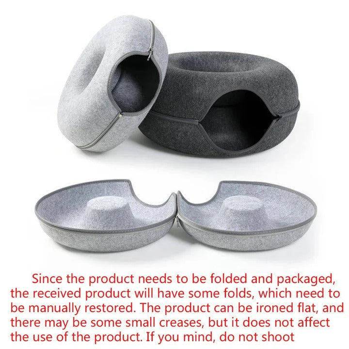 Cozy Round Donut Cat Bed with Plush Cushion for Ultimate Comfort - Soft, Stylish, and Supportive