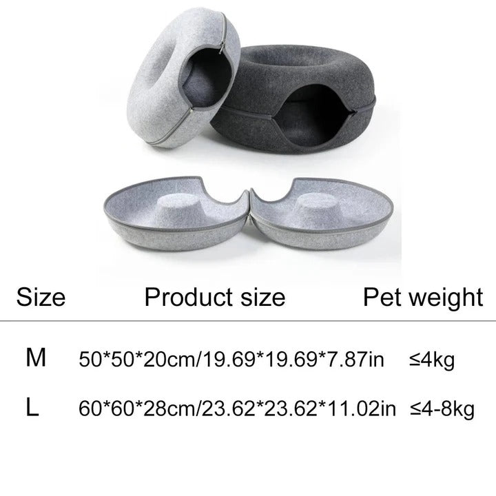 Cozy Round Donut Cat Bed with Plush Cushion for Ultimate Comfort - Soft, Stylish, and Supportive