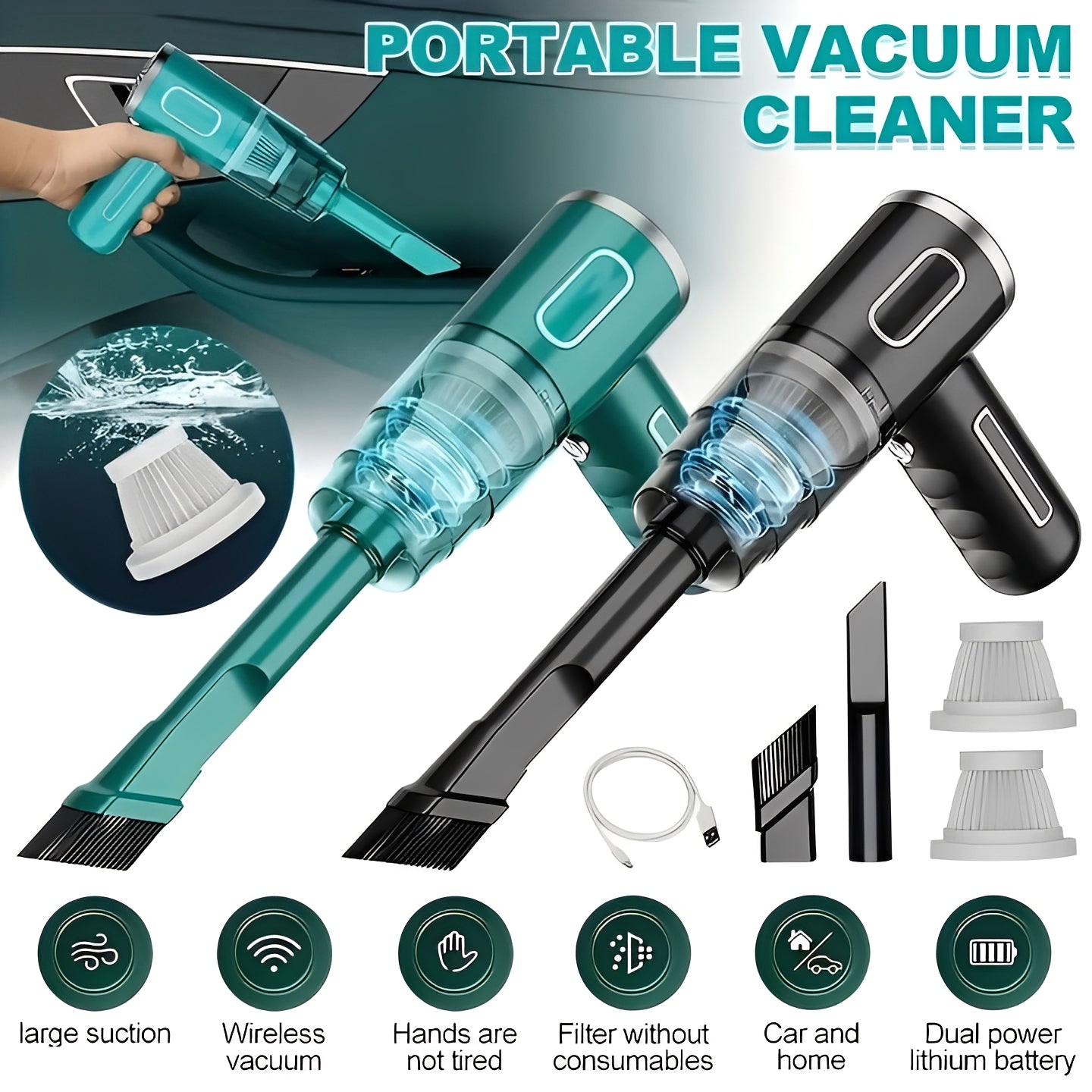 Cordless USB Rechargeable Portable Vacuum Cleaner - Ideal for Car and Home Use