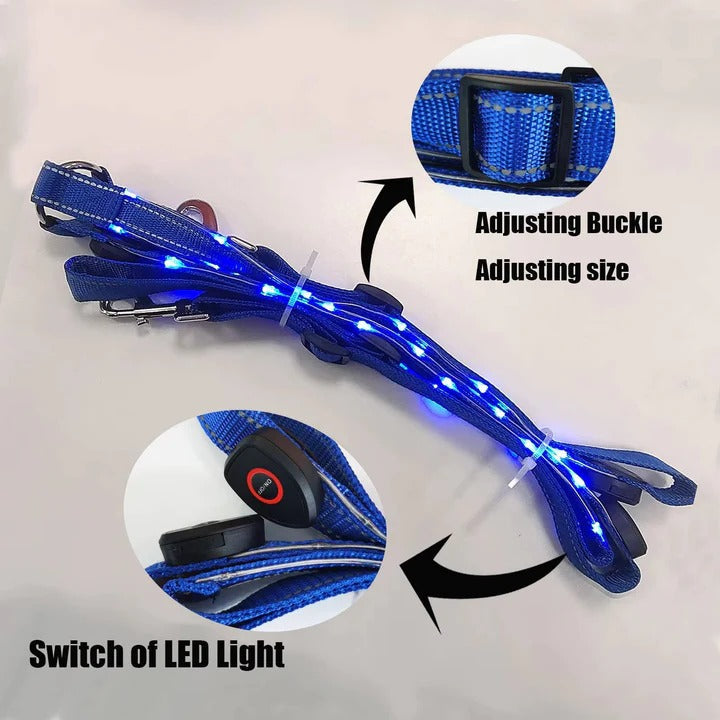LED Light-Up Horse Breast Collar - Adjustable & Durable Equine Gear for Night Riding & Visibility